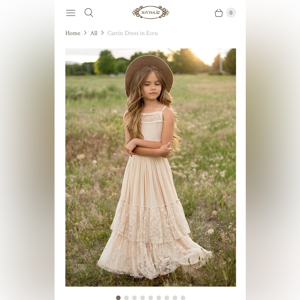 Girls Joy Folie Catrin Dress in Ecru